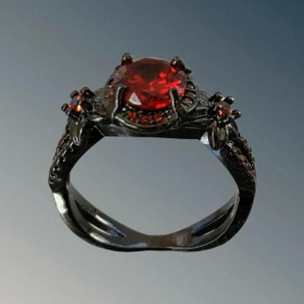 Garnet and black diamond ring size 11 #goth #darkromance #festival'